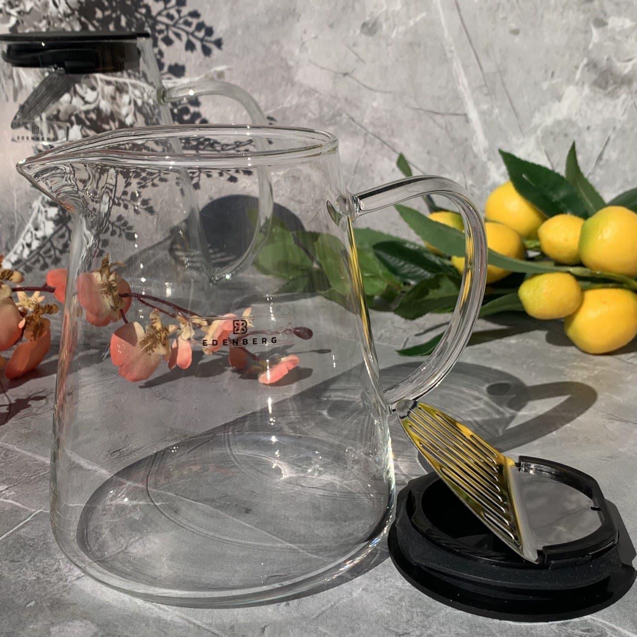 Заварювальний чайник скляний Edenberg EB-19044 боросилікатне скло 1300 мл (2530557535) - фото 3 Заварювальний чайник скляний Edenberg EB-19044 боросилікатне скло 1300 мл (2530557535) - фото 3