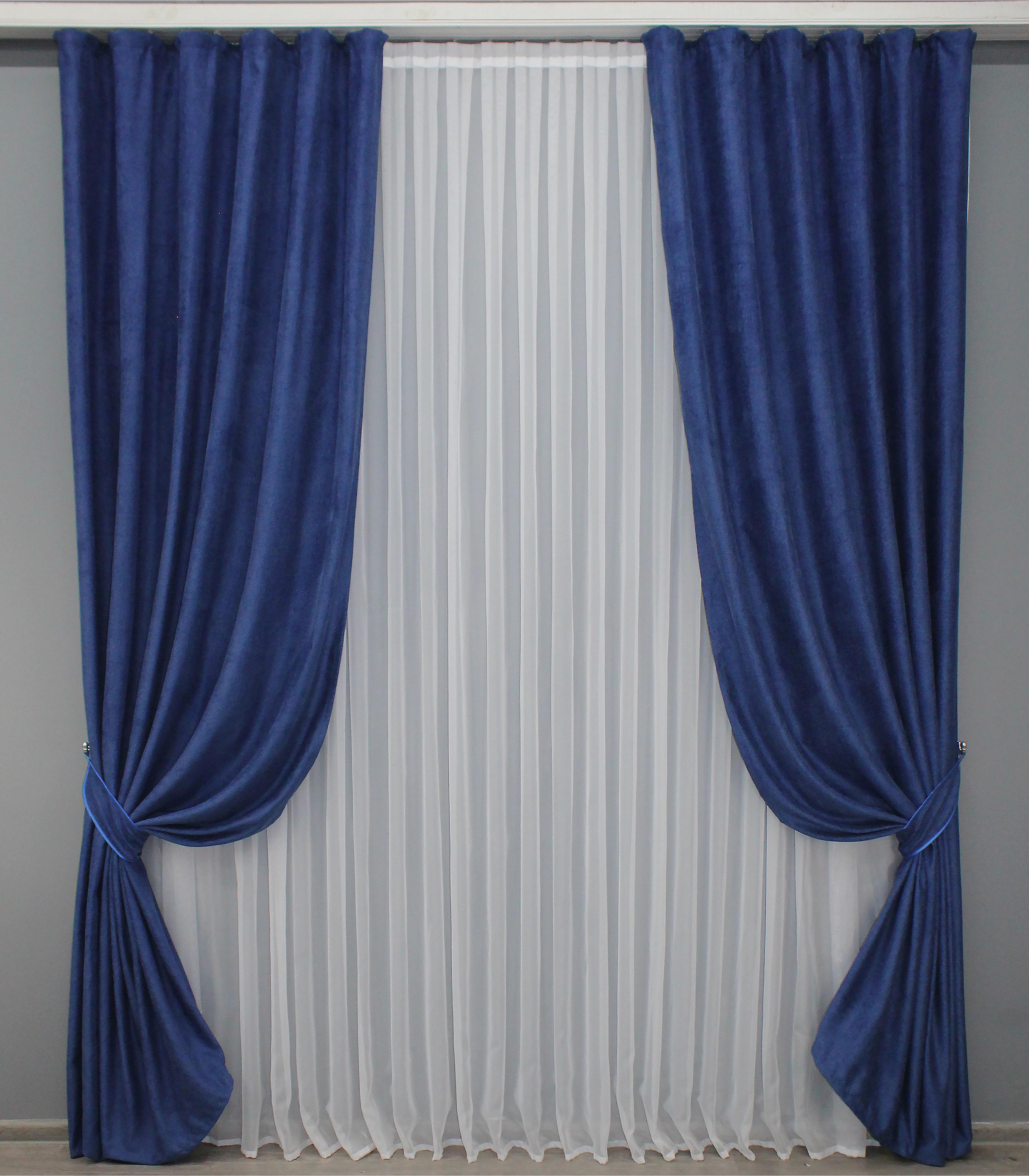 Комплект готовых штор VR-Textil Лен № 1376ш 150х270 см 2 шт. Синий (33-0241)