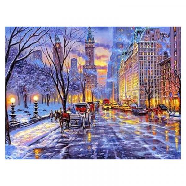 Алмазна мозаїка TK Group Зима у вечірньому місті 40х30 см з рамкою в коробці (GB74289-mt)