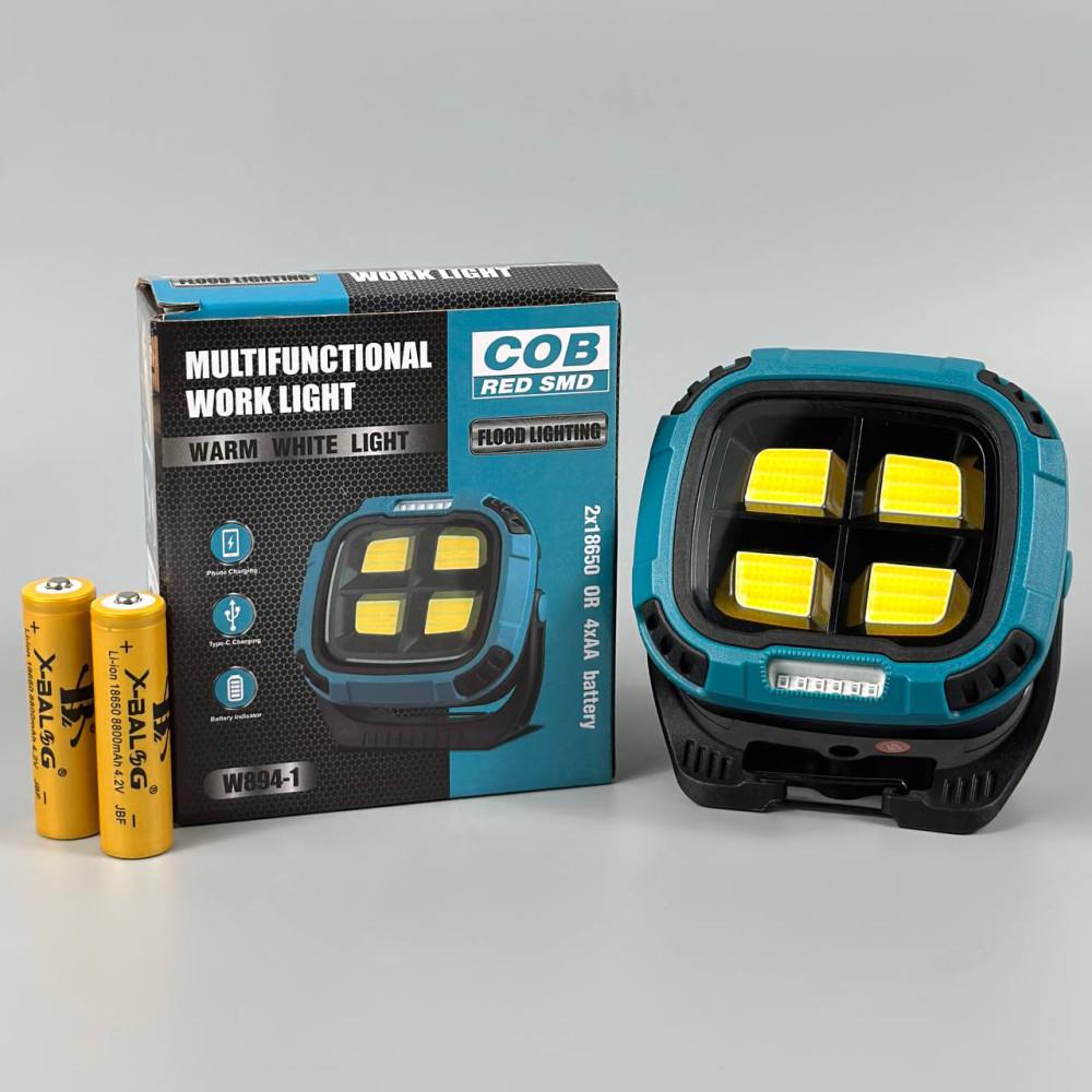 Фонарь кемпинговый W894-1 с Power Bank 4 COB LED красным светом SMD USB/Type-C магнитом 2×18650 (ML-06453) Фонарь кемпинговый W894-1 с Power Bank 4 COB LED красным светом SMD USB/Type-C магнитом 2×18650 (ML-06453)