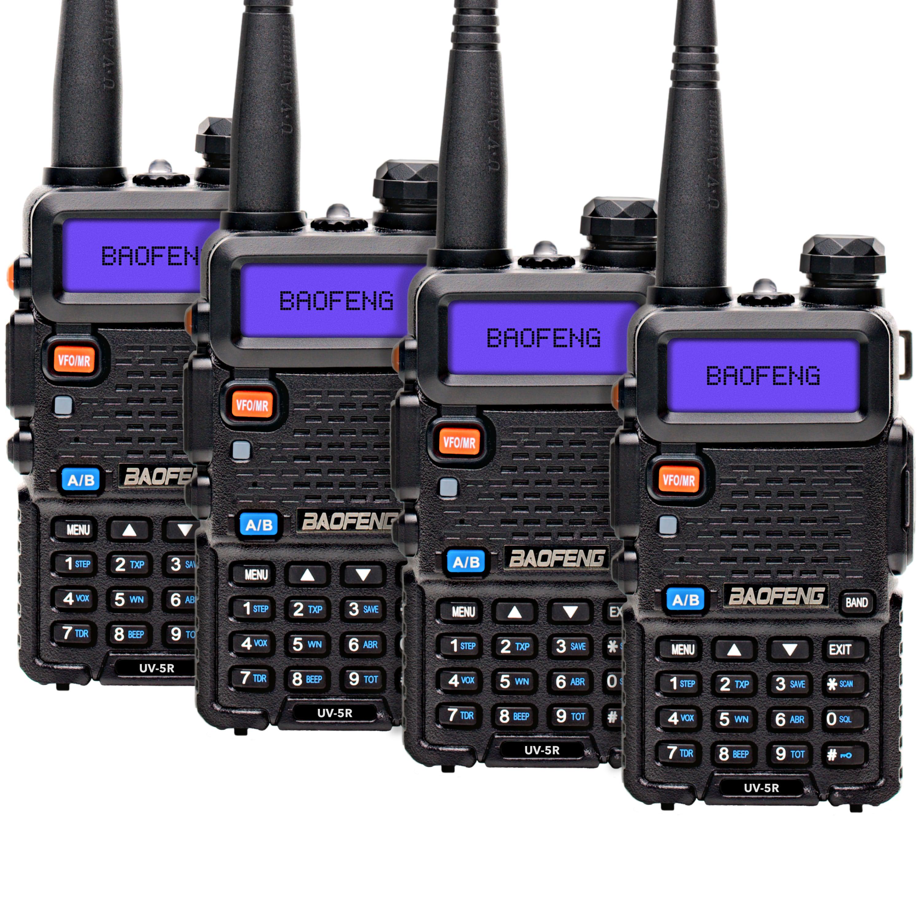 Комплект з рацій Baofeng UV-5R 4 шт. UHF/VHF 8 Вт 1800 мАч/гарнітури та ремінця на шию Mirkit (008261) - фото 1