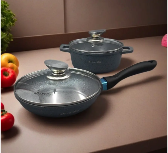 Набір каструль зі сковорідками Kamille з кришкою 1,3л/ 1,5л /2,3/4,5 2 шт. (4437) - фото 4 Набір каструль зі сковорідками Kamille з кришкою 1,3л/ 1,5л /2,3/4,5 2 шт. (4437) - фото 4