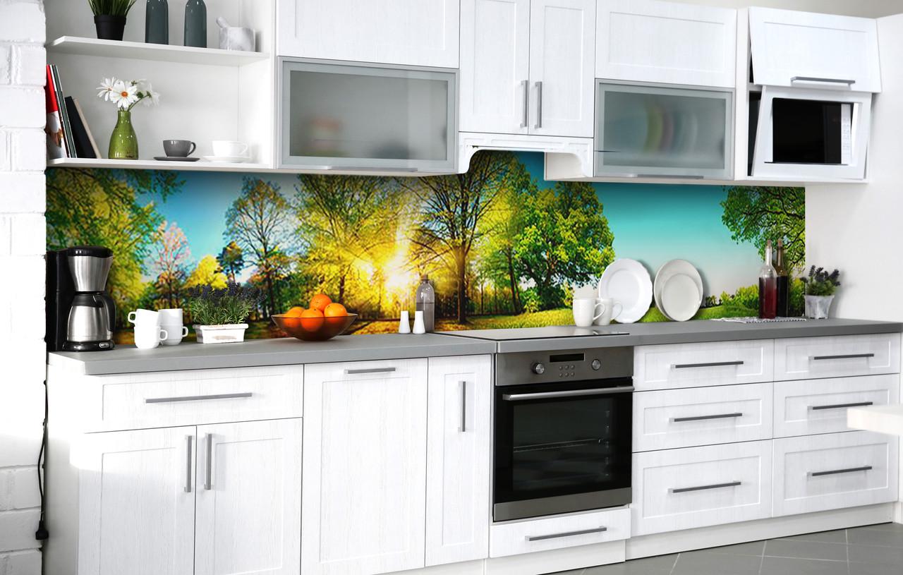 Кухонный фартук Зеленый рассвет виниловый самоклеющийся 65х250 см