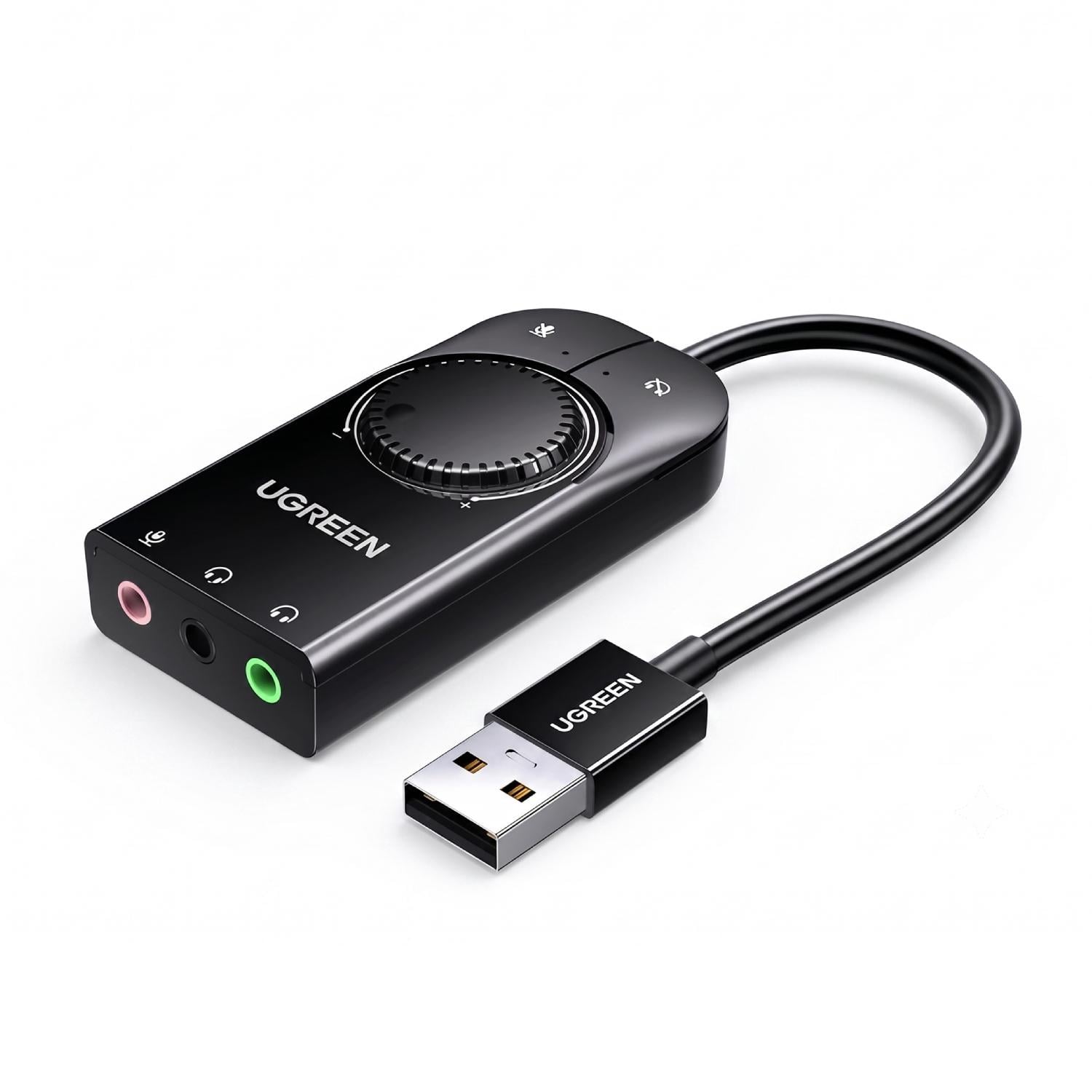 Звукова карта зовнішня UGREEN CM129 15 см USB 2.0 Type-A на 3 гнізда/3,5 мм Чорний (40964) Звукова карта зовнішня UGREEN CM129 15 см USB 2.0 Type-A на 3 гнізда/3,5 мм Чорний (40964)