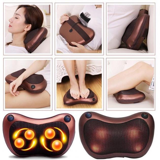 Масажна подушка для машини і дому з інфрачервоним підігрівом Car and Home Massage Pillow 8028 - фото 9