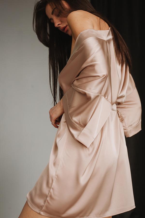 Халат шовковий Forly Onesize Nude (SH0006-01-04_ONE) - фото 5 Халат шовковий Forly Onesize Nude (SH0006-01-04_ONE) - фото 5