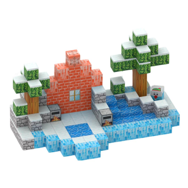 Конструктор магнитный для детей Снежные приключения в стиле Minecraft 144 эл. (25906018)