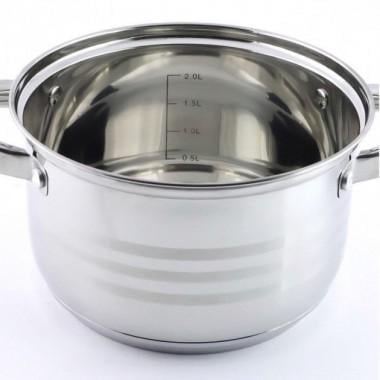 Набір каструль Benson BN-201 з кришками нержавійка 6 пр. (3014963ER) - фото 3