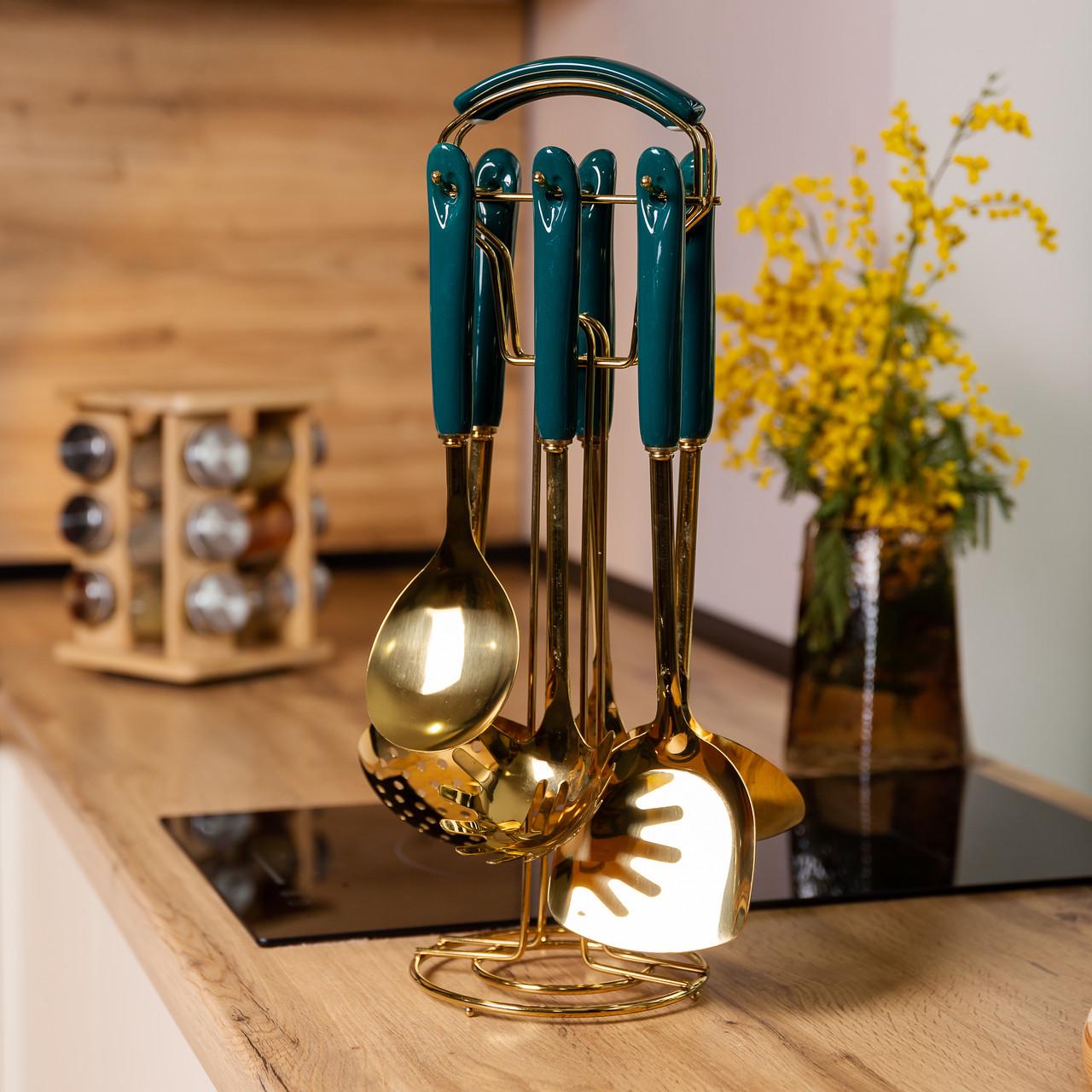 Набор кухонных принадлежностей на подставке HP-20-67 7 шт. Изумрудный (A-033762) - фото 6