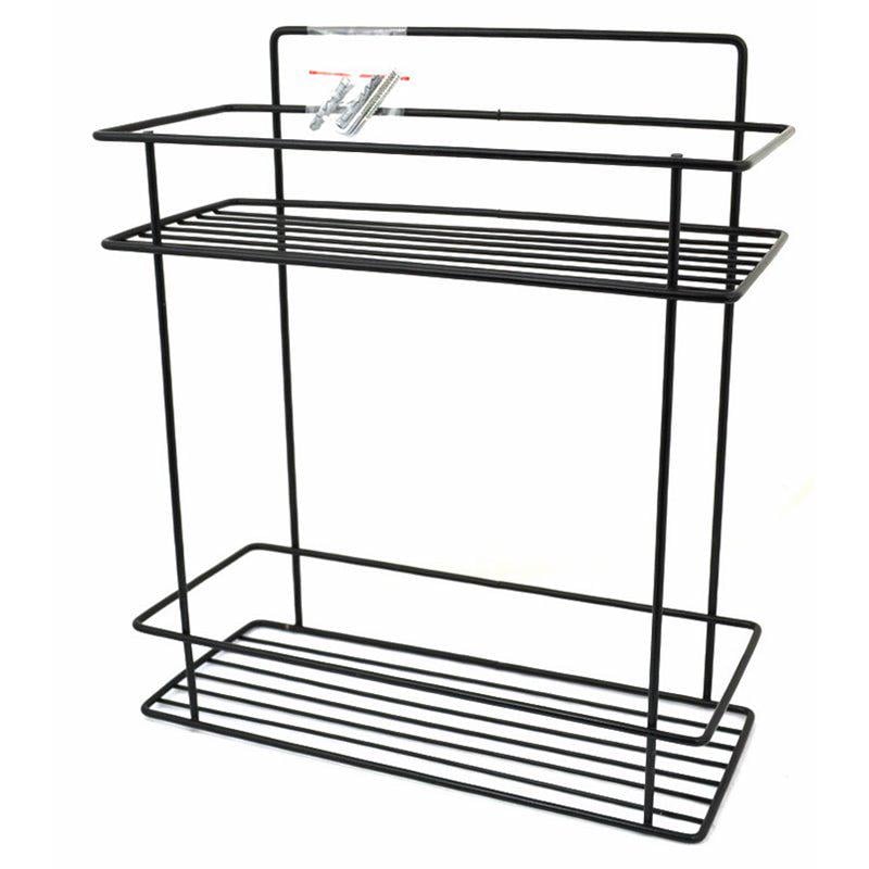 Полка Mobility 2-х ярусная для ванной комнаты металлическая прямая 28х12х33 см Черный (29436280)