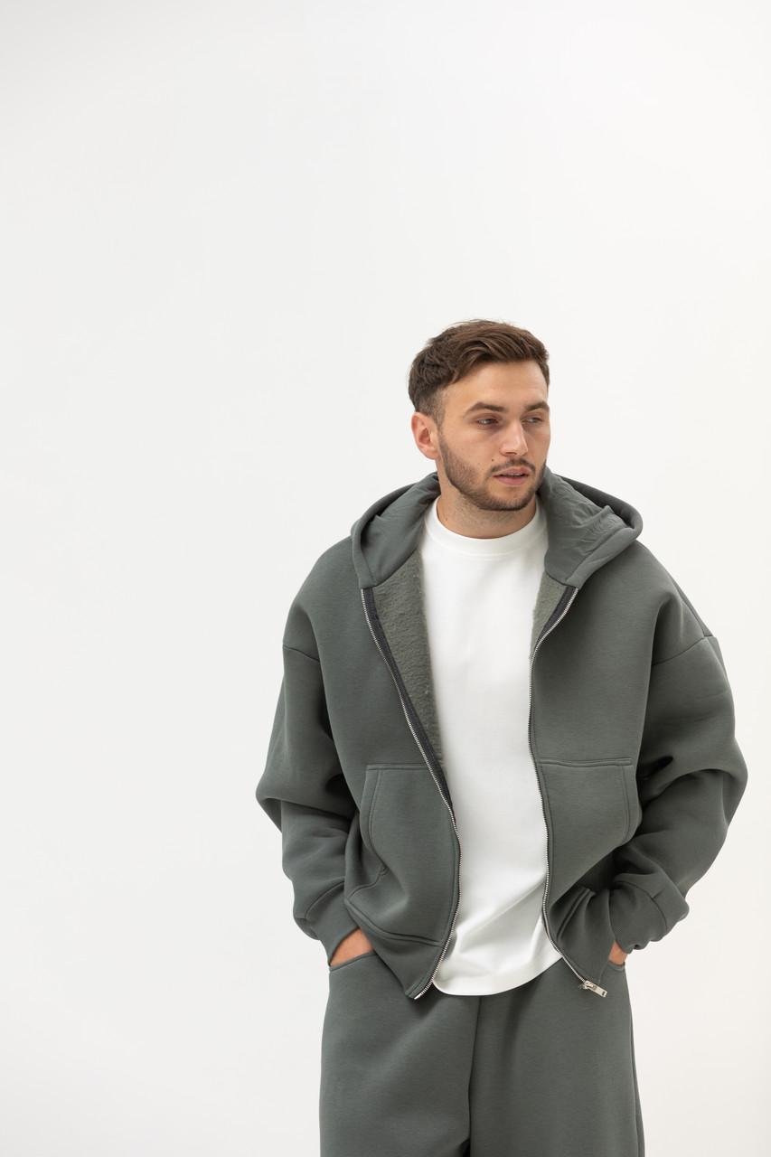 Спортивний костюм чоловічий Україна на флісі/кофта на замку M Оливковий (OBR-5291OL-M) - фото 4 Спортивний костюм чоловічий Україна на флісі/кофта на замку M Оливковий (OBR-5291OL-M) - фото 4