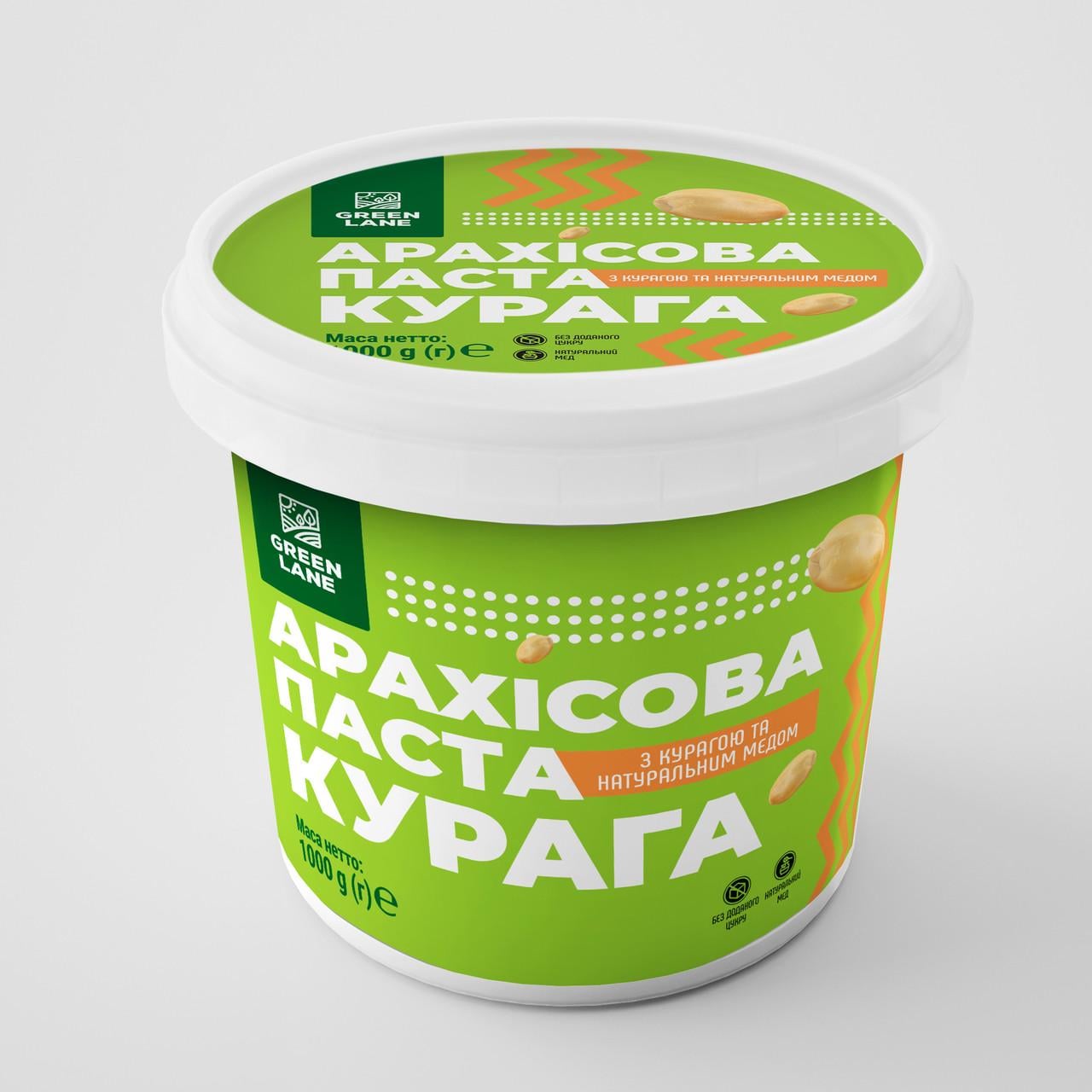 Арахісова паста Green Lane з курагою та медом 1000 г (653330)
