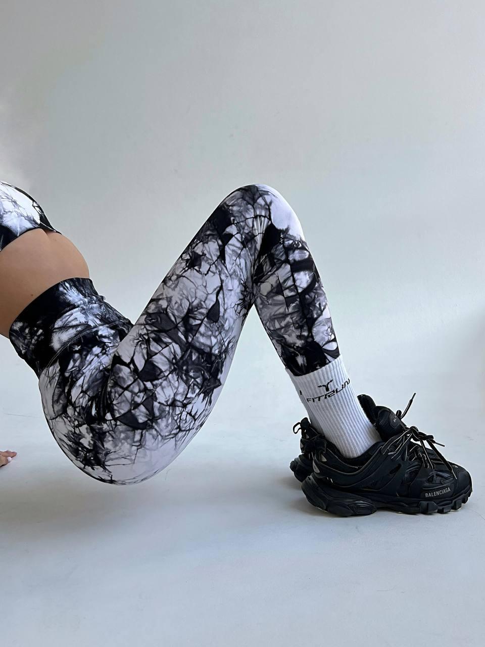 Леггинсы с мраморным принтом M Черно-белый (XL01M) - фото 3