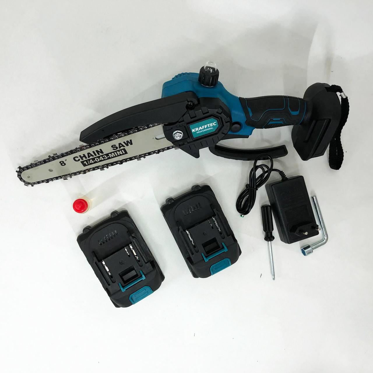 Пила мини аккумуляторная цепная Krafftec 36V 4 Ач 2 аккумулятора с индикатором заряда в кейсе 20 см - фото 5 Пила мини аккумуляторная цепная Krafftec 36V 4 Ач 2 аккумулятора с индикатором заряда в кейсе 20 см - фото 5