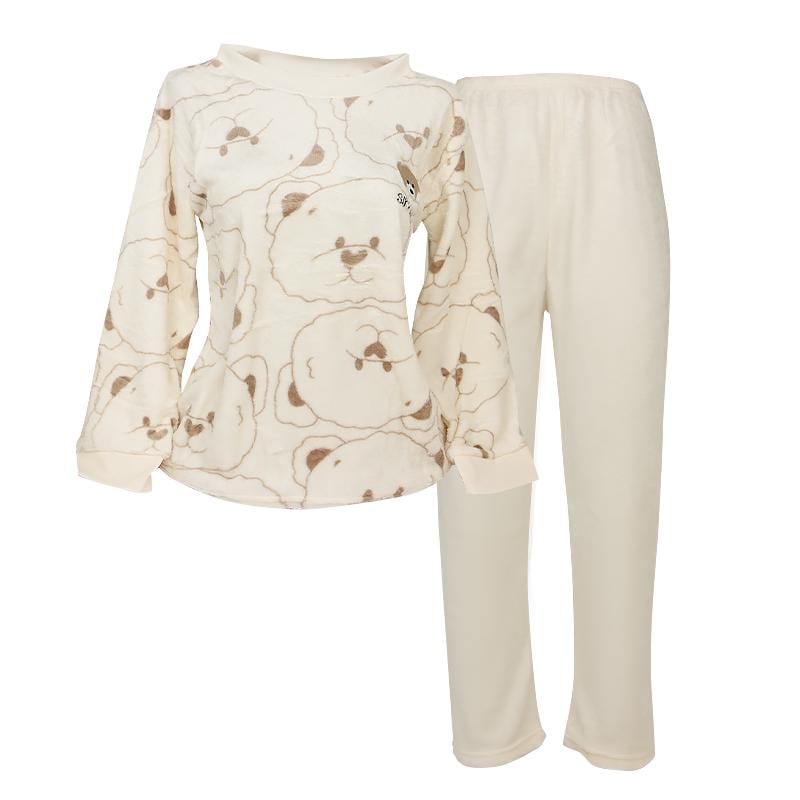 Комплект женской пижамы Bear рубашка с длинным рукавом и штанами фланелевая теплая L Brown Комплект женской пижамы Bear рубашка с длинным рукавом и штанами фланелевая теплая L Brown