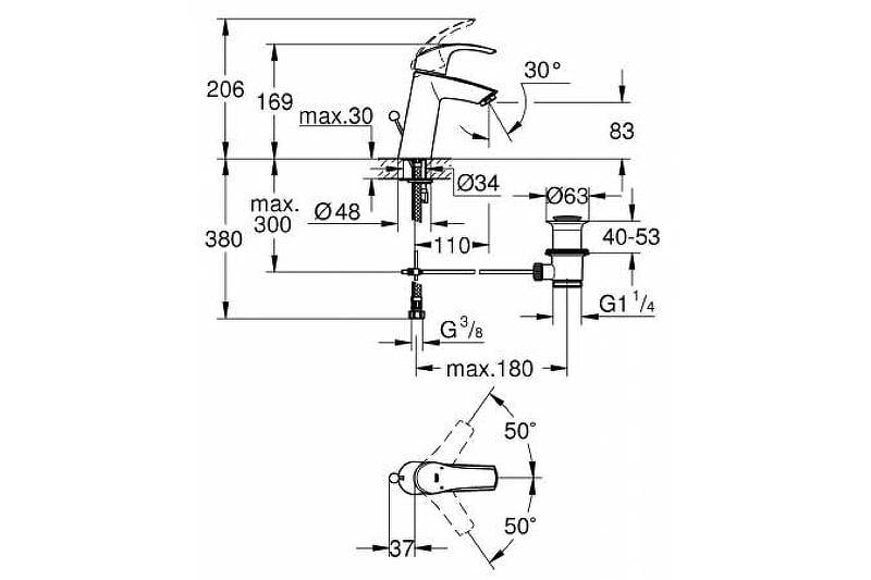 Смеситель для раковины GROHE EUROSMART 23322001 - фото 9