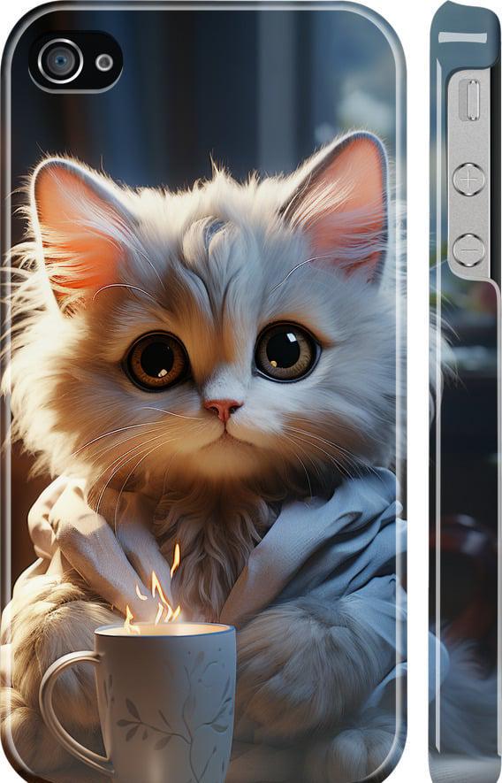 Чехол на iPhone 4 White cat (5646c-15-42517)