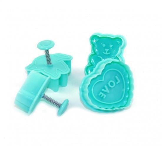 Набор пластиковых фигурных формочек Fissman 4 шт. с поршнем для вырезания печенья (AY-7584.BW) Набор пластиковых фигурных формочек Fissman 4 шт. с поршнем для вырезания печенья (AY-7584.BW)