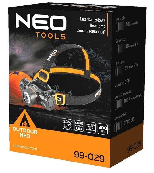 Фонарь налобный NEO tools 99-029 аккумуляторный 2000 Lm Черный - фото 4