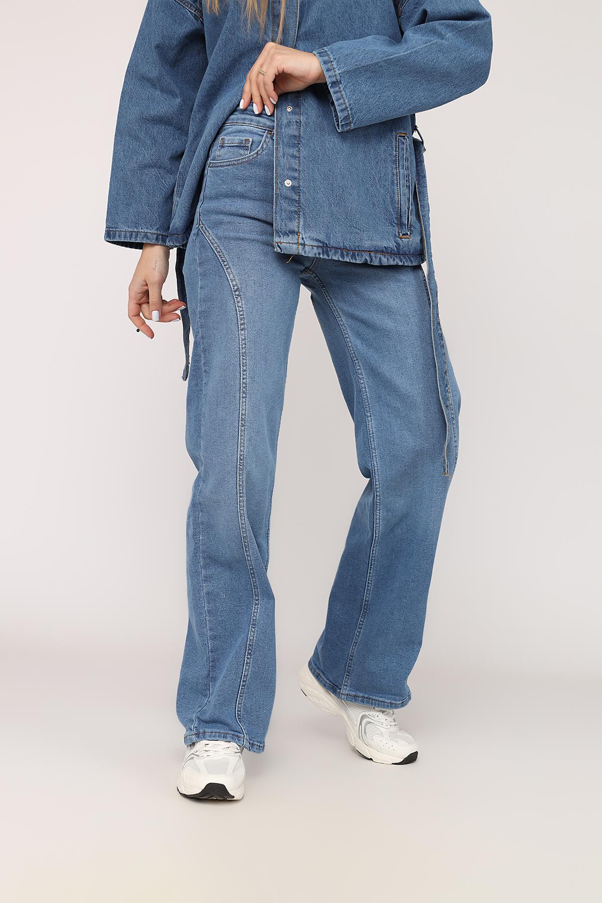 Джинсы женские Wide leg ЦБ-00274407 р. 50 Голубой (SKT001058528)