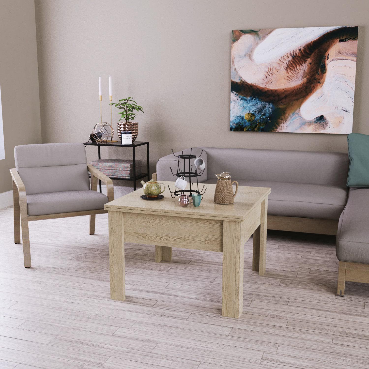 Журнальный стол-трансформер Comfo 700x570x700 мм Дуб сонома (GATB13130000000) - фото 3 Журнальный стол-трансформер Comfo 700x570x700 мм Дуб сонома (GATB13130000000) - фото 3