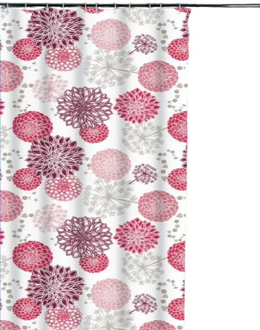 Шторка в ванную Stenson R88798 Цветы на кольцах 180x180 см Белый/Красный (25878643)