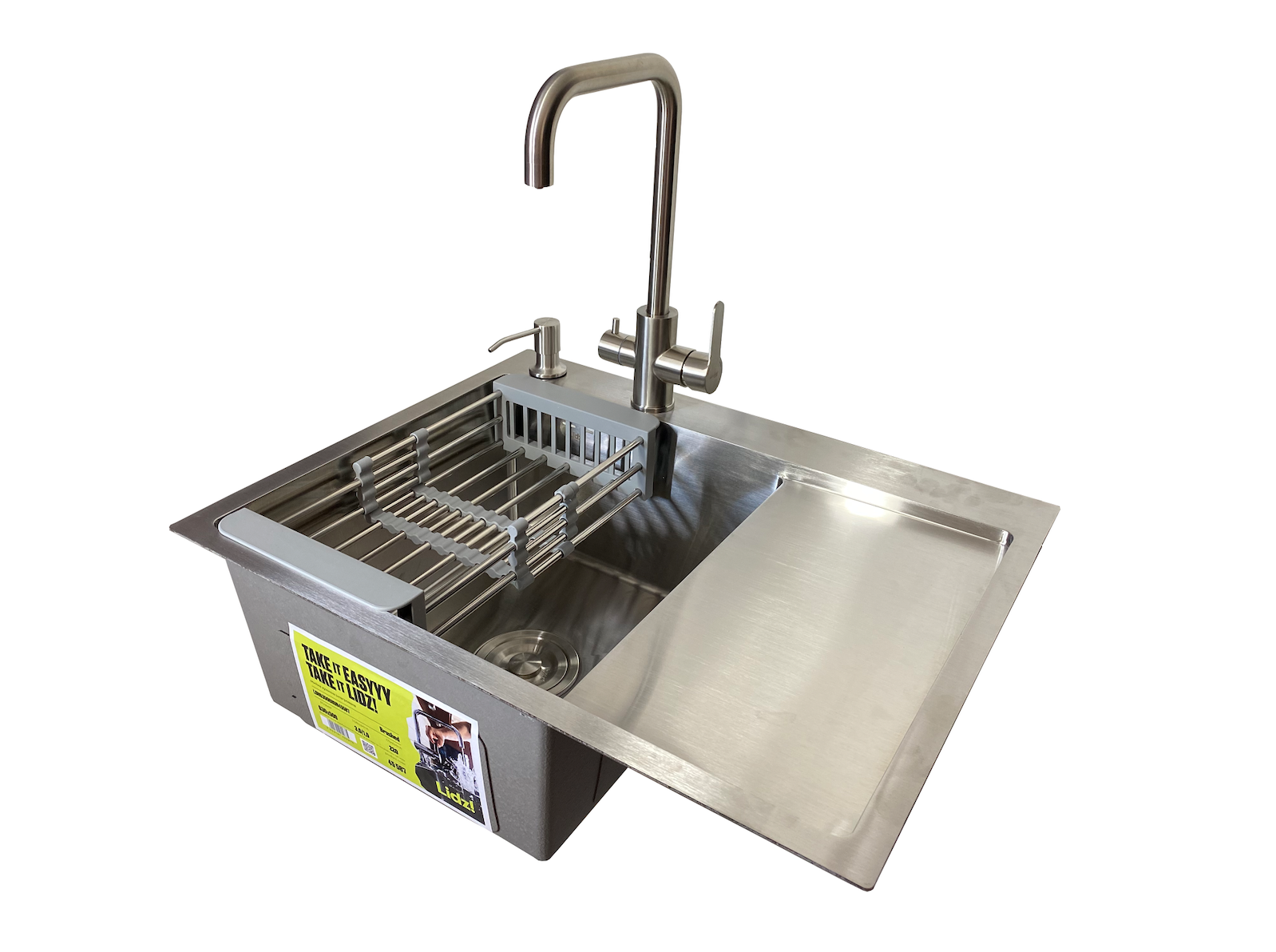 Мойка для кухни Lidz H6350R чаша слева/встраиваемая/смеситель с подключением к фильтру/дозатор/корзинка 3,0/1,0 мм (cdf8cb15)