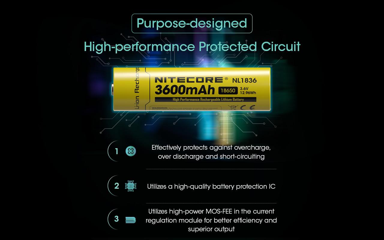 Аккумулятор литиевый Li-Ion 18650 Nitecore NL1836 3,6V 3600 mAh (18098906) - фото 12