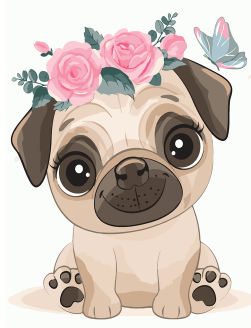 Картина по номерам Brushme Милый мопс 30x40 см (MEX7106)