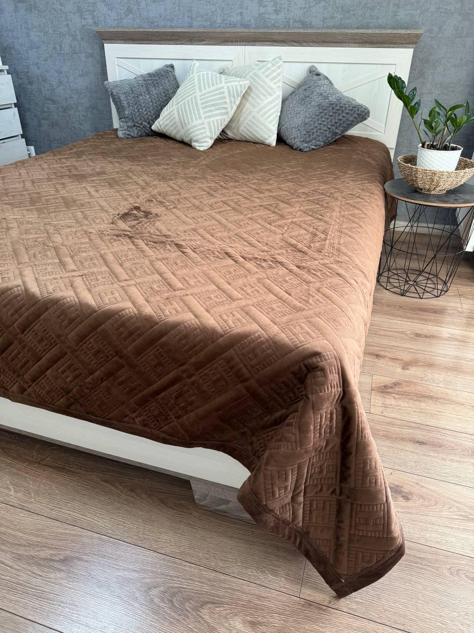 Плед велюровый Макси 230х260 см Коричневый (14070902) - фото 4