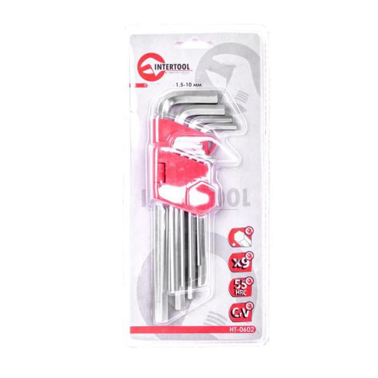 Ключ шестигранный Intertool Cr-V L-образный 1,5-10 мм 9 шт. (000026370)