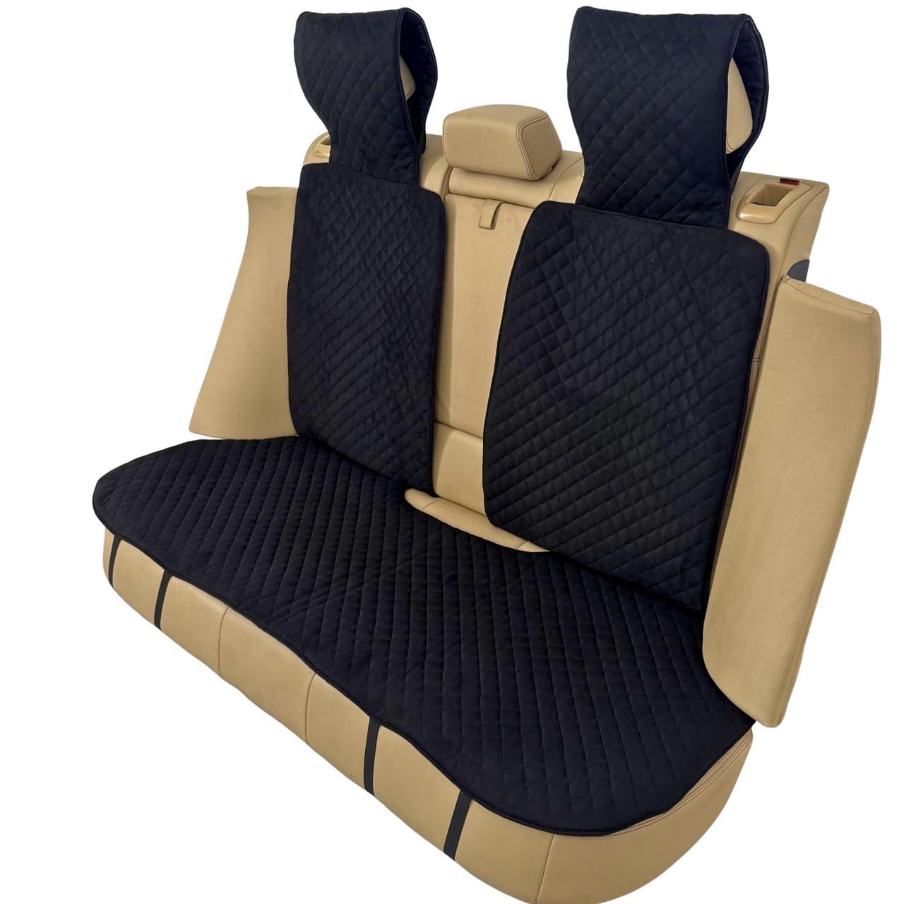 Чехол-накидка на заднее сиденье из алькантары Runa с подголовником Черный (340-3-N)