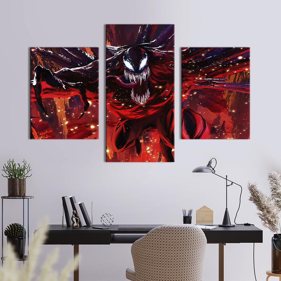 Картина на холсте триптих Carnage 141x90 см (1525-32)