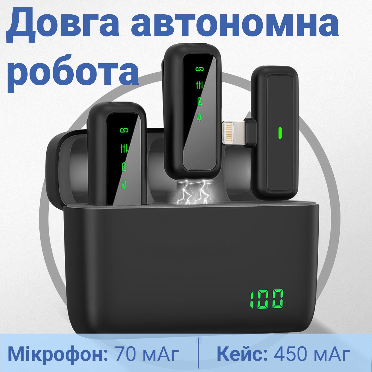 Микрофон двойной петличный Savetek P34-2 Lightning для Apple iPhone/iPad беспроводной с зарядным кейсом до 20 м - фото 11