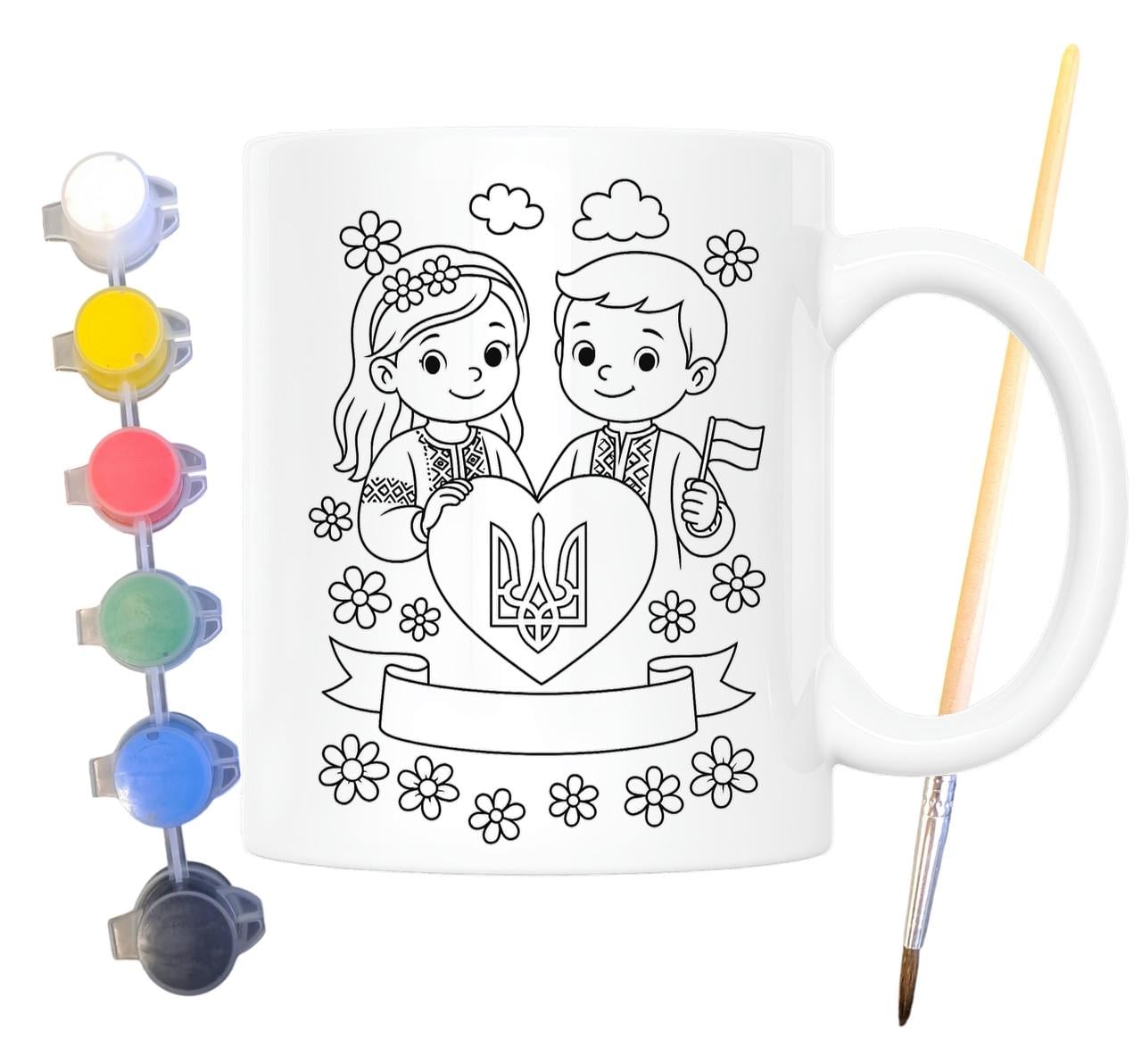 Набор для творчества кружка раскраска Украина в нашем сердце 330 мл Белый (КР0147)
