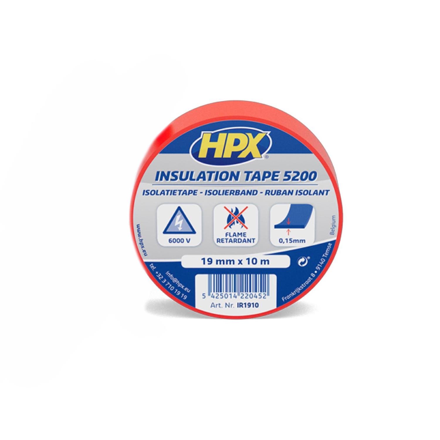 Стрічка ізоляційна HPX IR1910 19x0,2 мм 10 м ПВХ/гума Червоний (INRUC0080020191070)