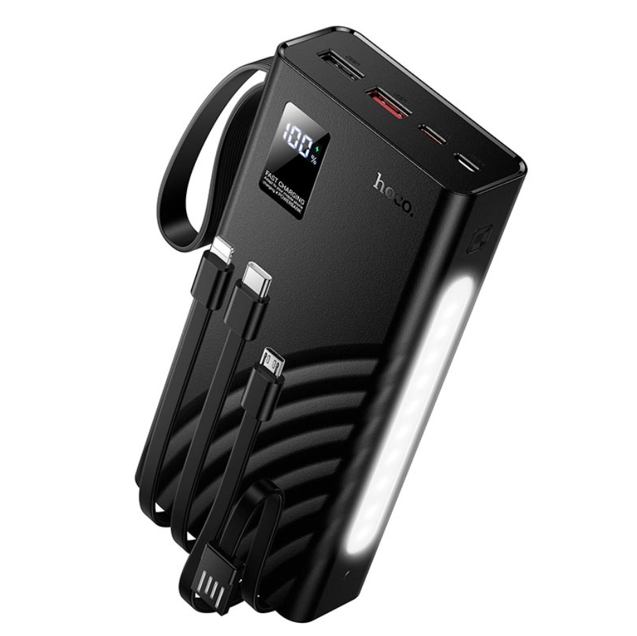 Внешний аккумулятор Hoco Shine PD+light на 4 кабелях J155 20000mAh/2USB/1Type-C/22,5W/3A/PD/QC (24514) Внешний аккумулятор Hoco Shine PD+light на 4 кабелях J155 20000mAh/2USB/1Type-C/22,5W/3A/PD/QC (24514)