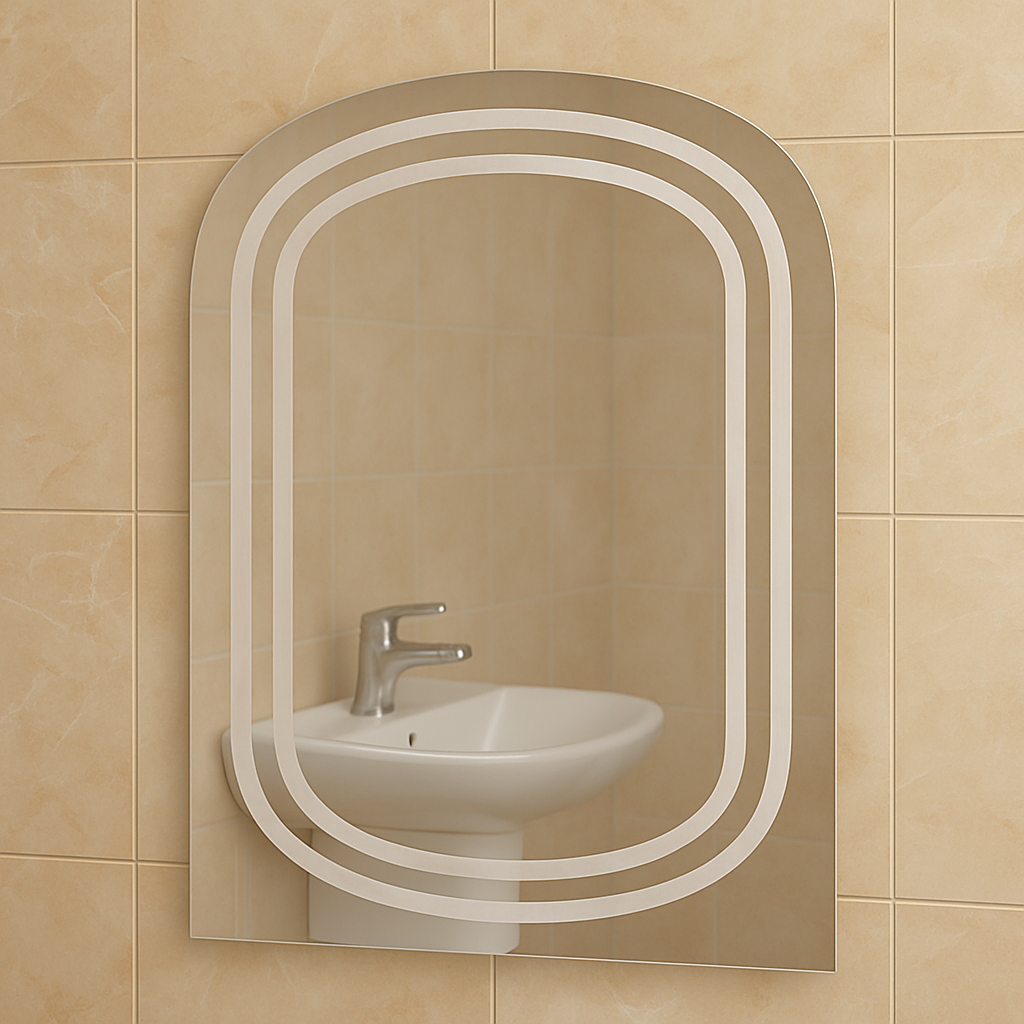 Зеркало арка MPS-70 70х40 см с пескоструйным рисунком