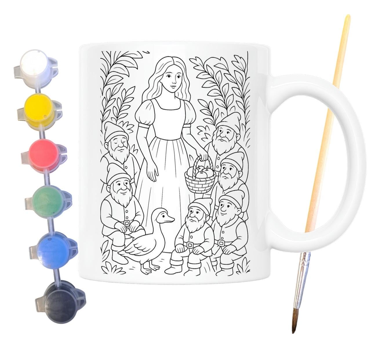 Набор для творчества кружка раскраска Белоснежка по мотивам сказки братьев Гримм 330 мл Белый (КР0189)