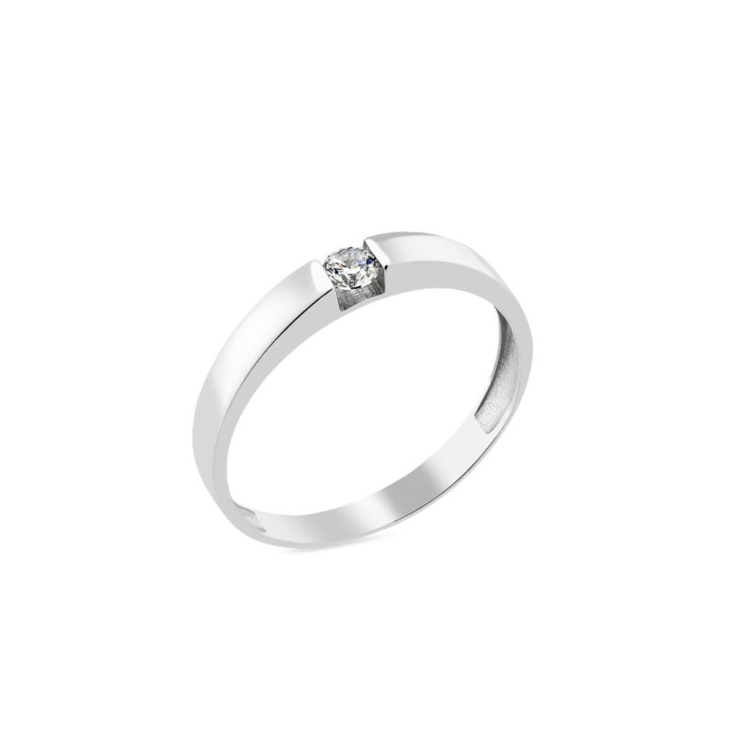 Каблучка з білим каменем срібло 925 проби родоване 1,37 г р. 19 (1593/3) Каблучка з білим каменем срібло 925 проби родоване 1,37 г р. 19 (1593/3)