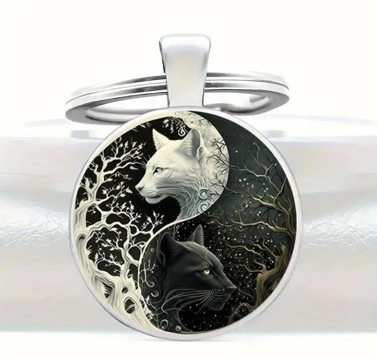 Брелок для ключей Пантеры Инь-Ян 3х6 см (EG0004)