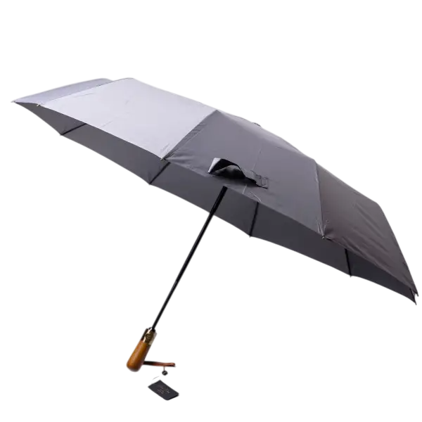 Зонтик автоматический складной 116 см с деревянной ручкой Серый (HP-23-8G)