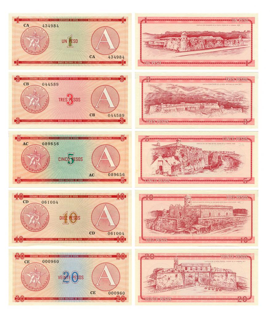 Коллекционная банкнота Куба набор из 5 банкнот UNC серия A (Б03920)