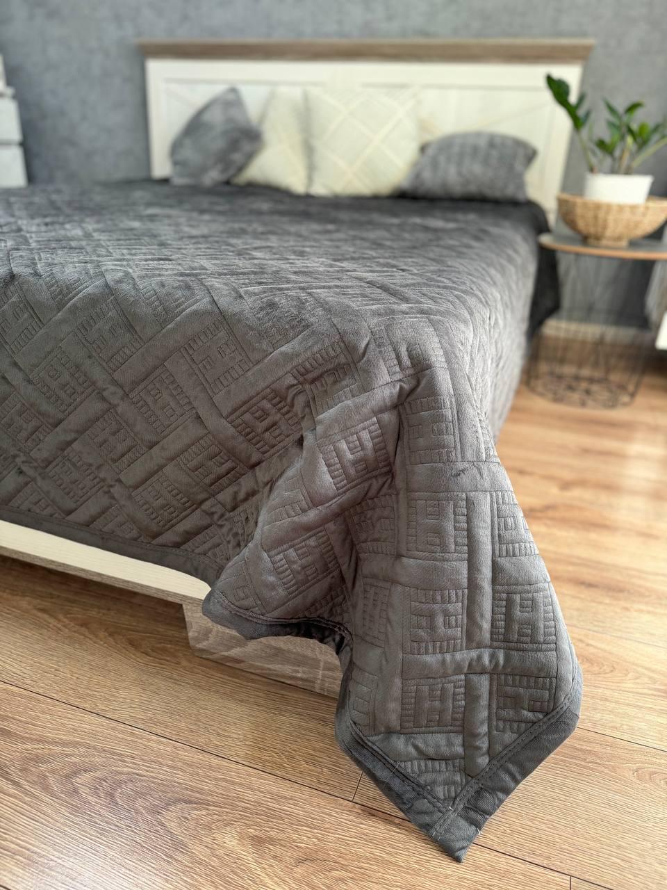 Плед велюровый Макси 230х260 см Графитовый (14071260) - фото 3