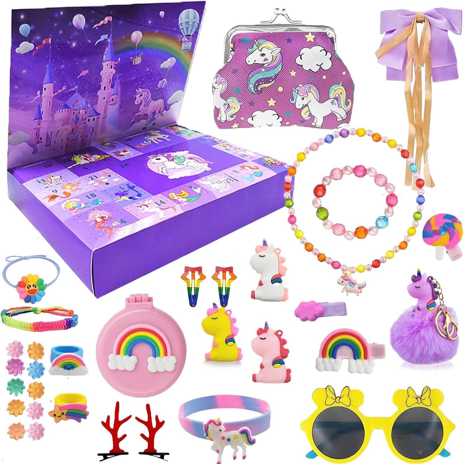 Адвент-календар біжутерія прикраси для дівчинки Єдиноріг Unicorn Magic на 24 вікна для на 32 подарунки (29829354)