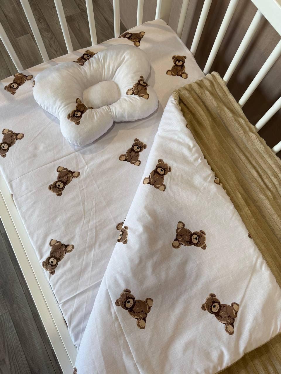 Комплект постельного белья Манюня Мишка из бязи для кроватки 78x98 см Капучино (П4К-am-manin-001)
