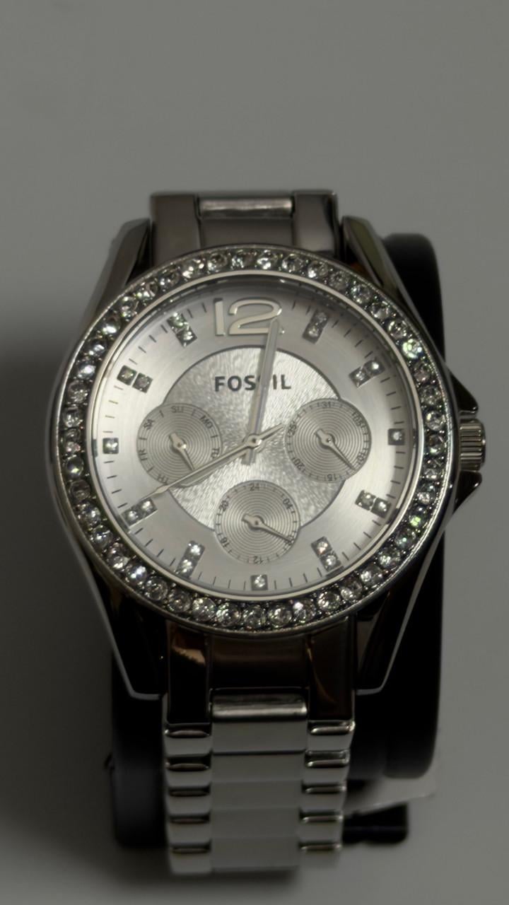Годинник жіночий Fossil Riley ES3202 з кристалами Swarovski Сріблястий (ES320254)