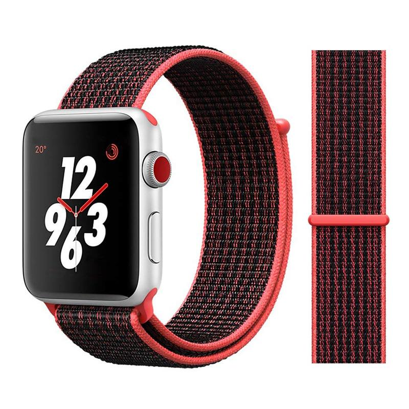 Ремінець нейлоновий Sport Loop Band для Apple Watch 42/44/45 мм Series SE/7/6/5/4/3/2/1 №10 Red Black - фото 2