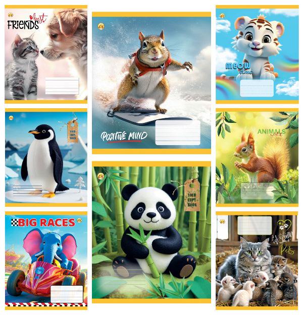 Зошити учнівські Тетрада Мікс 2 в косу лінію тверда палітурка 12 арк. 25 шт. (MTT-199155)