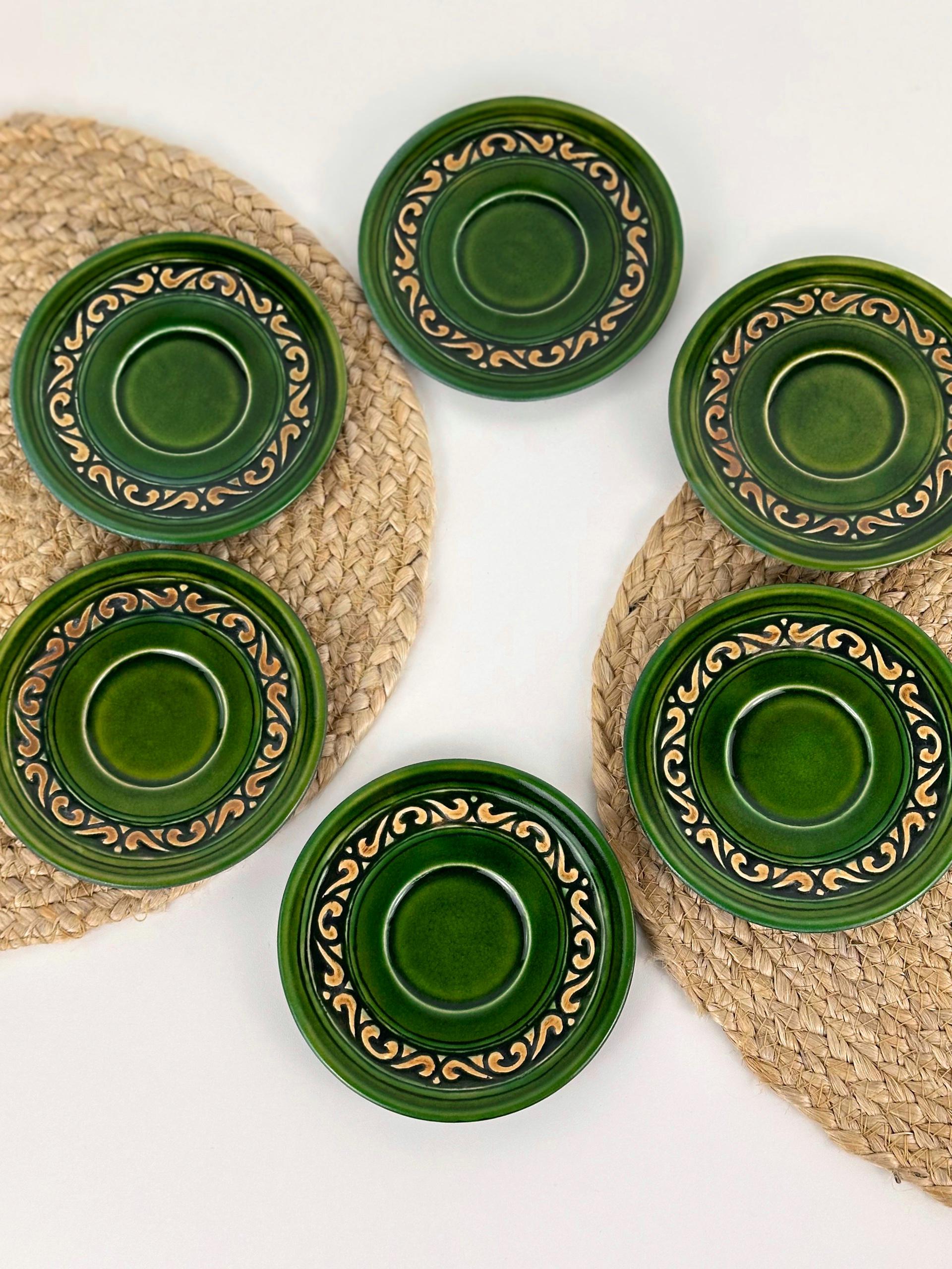 Набір глиняних чашок та блюдець Гражда 12 шт. Коричневий (17019-26) - фото 2 Набір глиняних чашок та блюдець Гражда 12 шт. Коричневий (17019-26) - фото 2